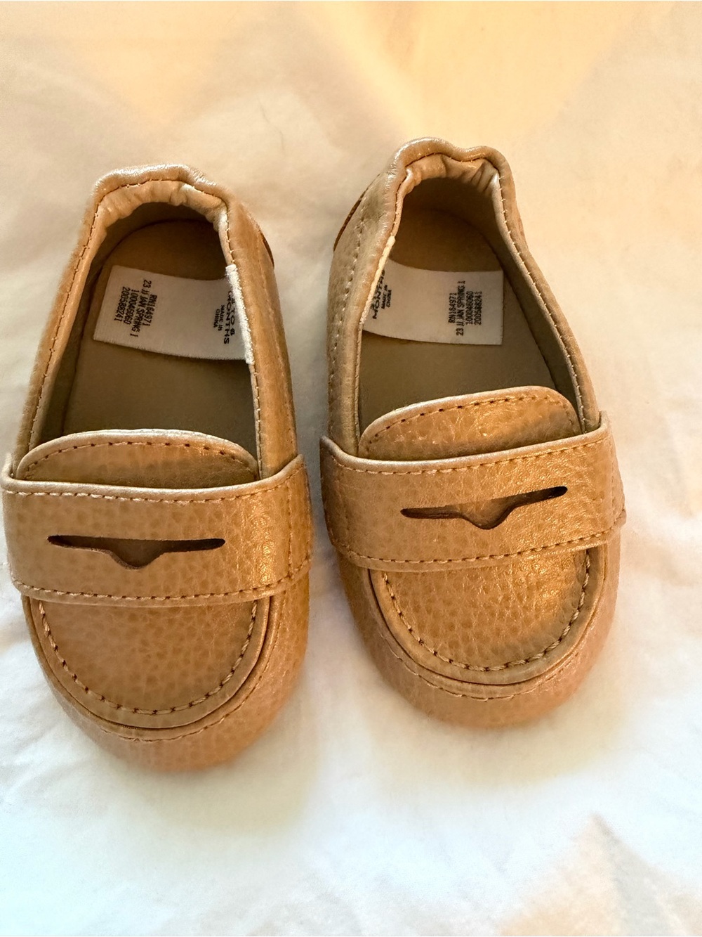 Janie and Jack Tan Leather-Look Slip-On Loafers